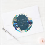 Sticker Rond Peacocks Plumes Mariage<br><div class="desc">Sticker Mariage Peacocks</div>