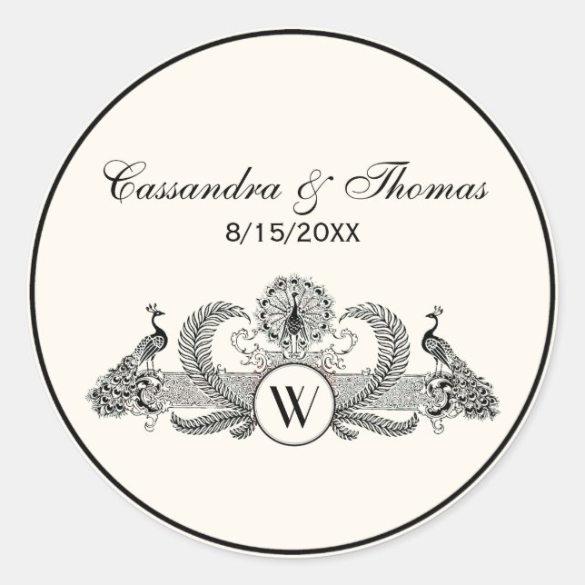 Sticker Rond Peacocks vintages Monogram Ivory BG (Devant)