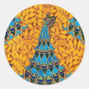 Sticker Rond Peacocs et arbre décoratifs Art Nouveau vintages