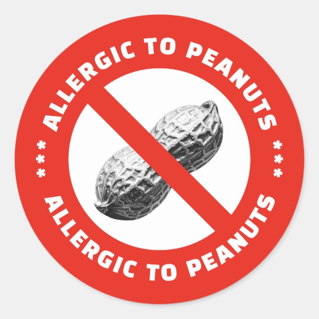 Sticker Rond Peanut allergy warning food alert (Devant)
