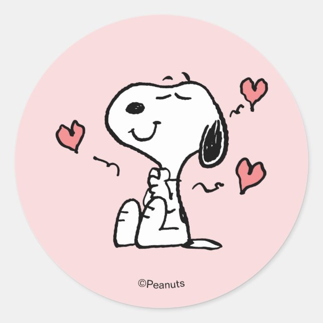 Sticker Rond Peanuts | Cœurs de Snoopy (Devant)