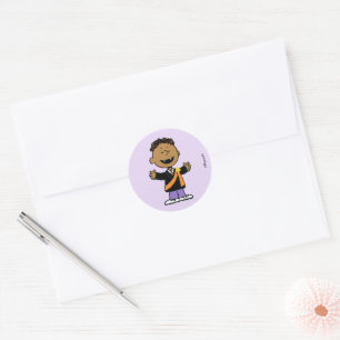 Sticker Rond Peanuts   Franklin Halloween Vampire