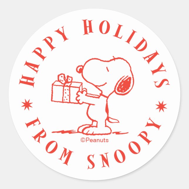 Sticker Rond Peanuts | Happy Holidays from Snoopy (Devant)