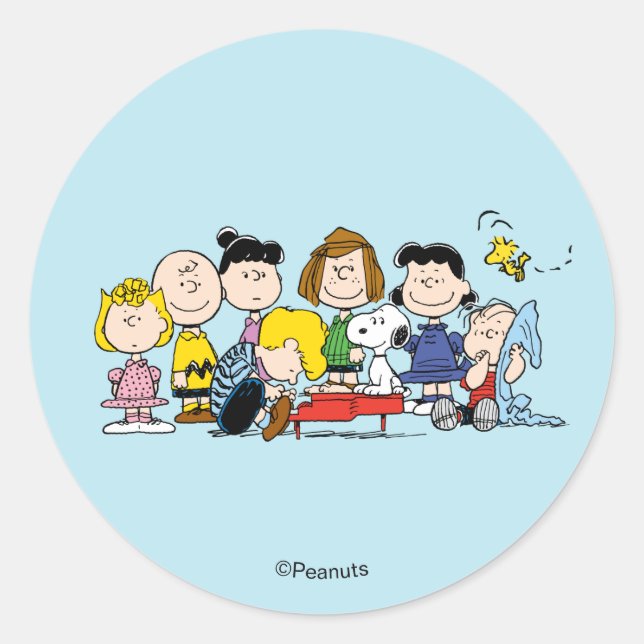 Sticker Rond Peanuts | Le Gang Autour du Piano (Devant)