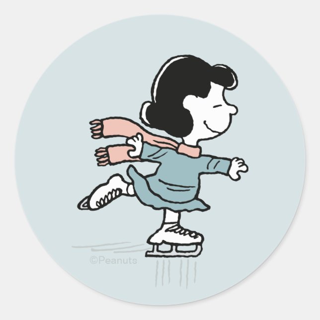 Sticker Rond Peanuts | Lucy sur glace (Devant)