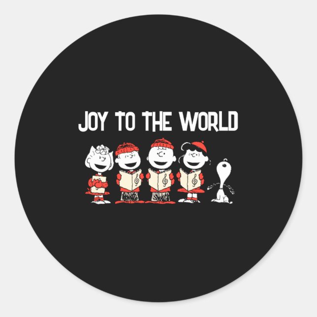 Sticker Rond Peanuts Merry Christmas Holiday Choir  (Devant)