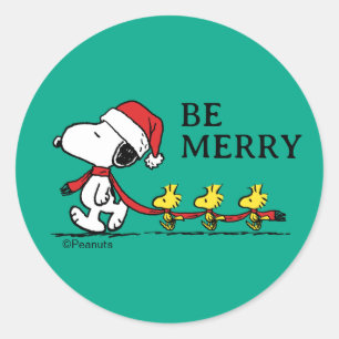 Sticker Rond Peanuts Snoopy & Friends Hiver