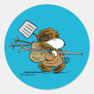 Sticker Rond Peanuts Snoopy Guerrier de la Neige