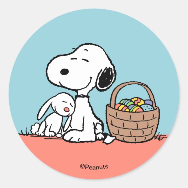 Sticker Rond Peanuts | Snoopy Joyeuses Pâques (Devant)