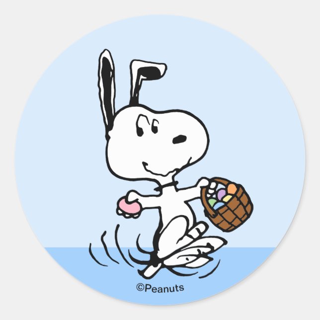 Sticker Rond Peanuts | Snoopy le Beagle de Pâques (Devant)