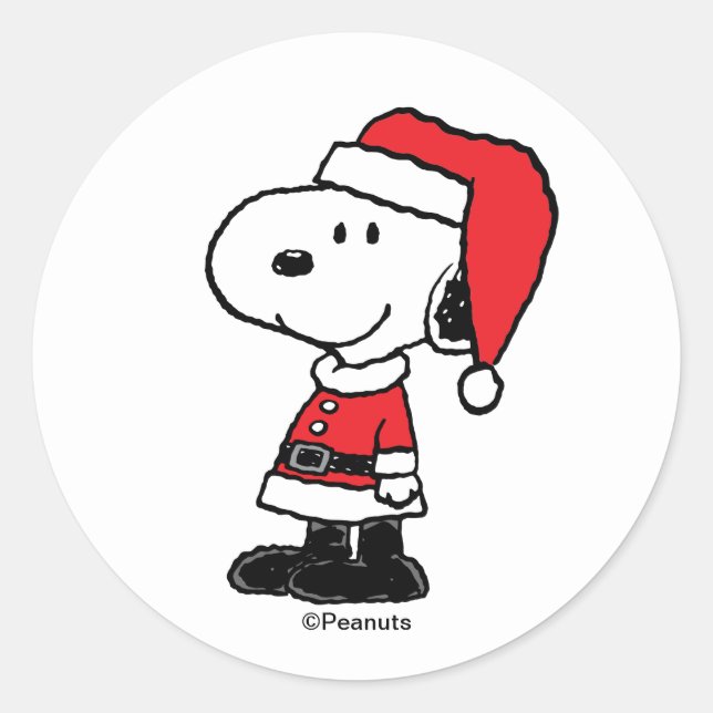 Sticker Rond Peanuts | Snoopy Père Noël (Devant)