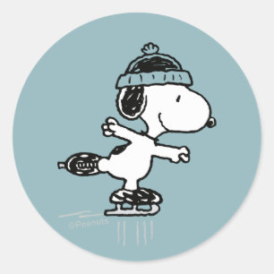 Sticker Rond Peanuts Snoopy sur glace