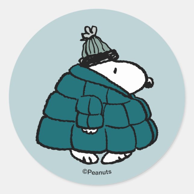 Sticker Rond Peanuts | Snoopy Veste Hivernale Rembourrée Classi (Devant)