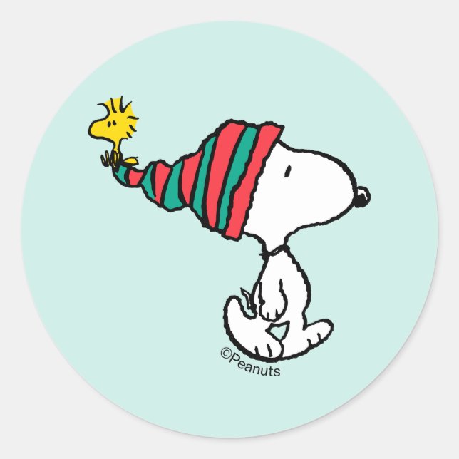 Sticker Rond Peanuts | Snoopy & Woodstock Warm Wishes (Devant)