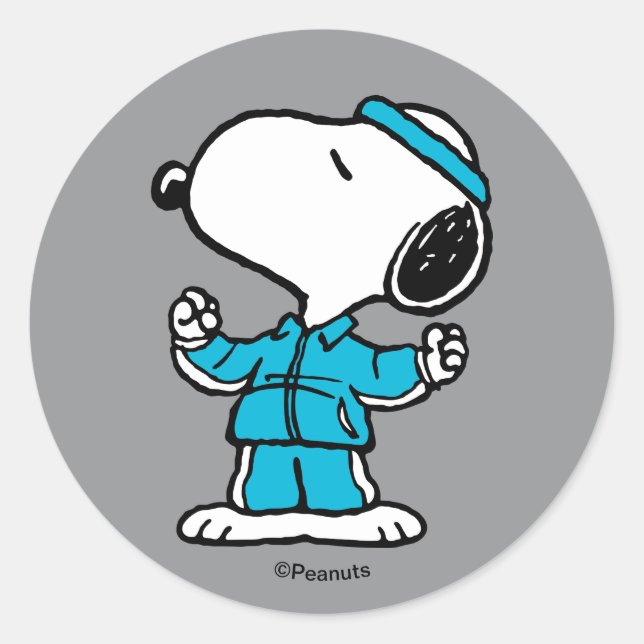 Sticker Rond Peanuts Snoopy Workout Actif (Devant)