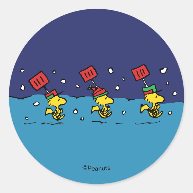 Sticker Rond Peanuts | Woodstock Snow Shovel Team (Devant)