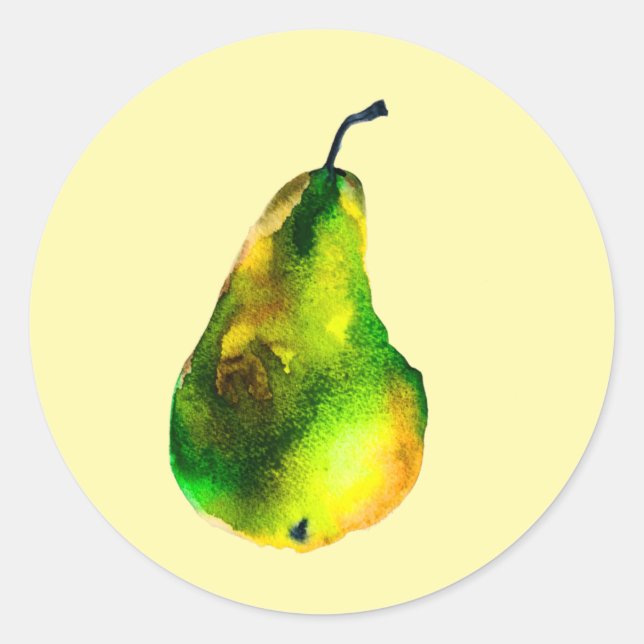 Sticker Rond Pear aquarelle fruit vert (Devant)