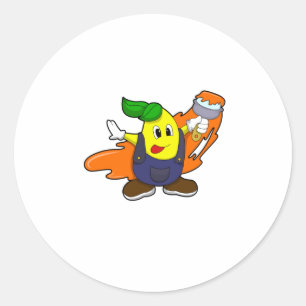 Sticker Rond Pear as Painer with Paint brush