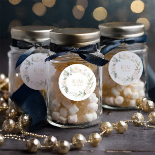 Sticker Rond Pearl Blush Floral Elegance Border Mariage ID989