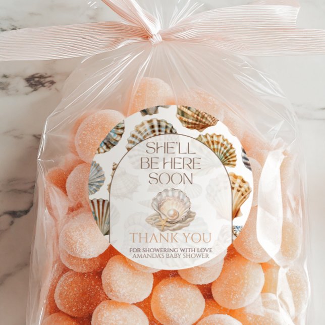 Sticker Rond Pearl Under The Sea You Soon Girl Baby Shower (Créateur téléchargé)