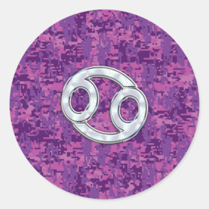 Sticker Rond Pearle comme cancer Zodiac Connexion Camo numériqu