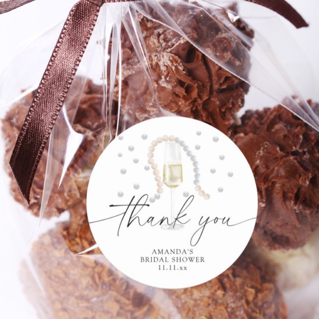 Sticker Rond Pearls & Prosecco - merci douche nuptiale (Créateur téléchargé)