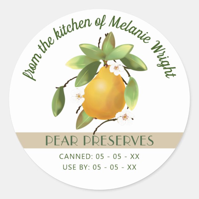 Sticker Rond Pears Fruit Canne (Devant)