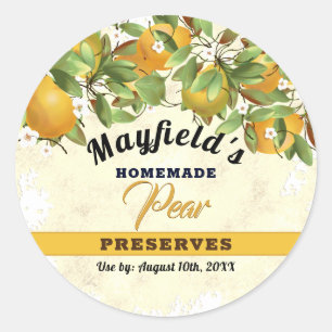 Sticker Rond Pears Fruit Canne   Jam Jar