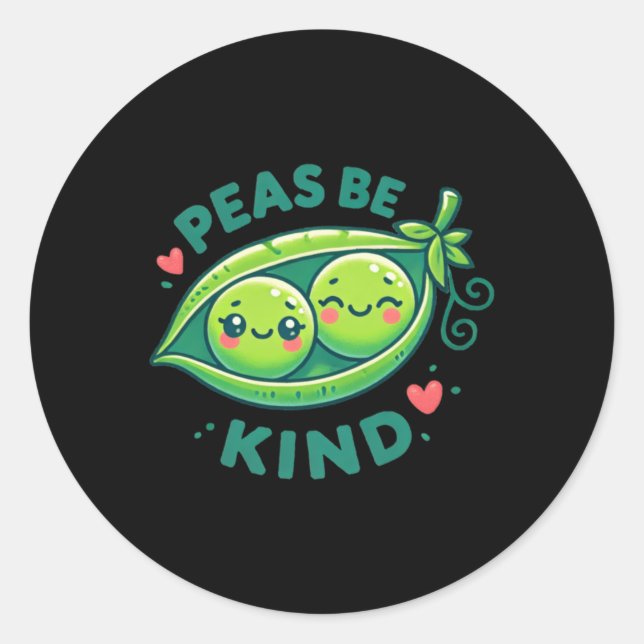 Sticker Rond Peas Be Kind - Drôle Pea Pun (Devant)