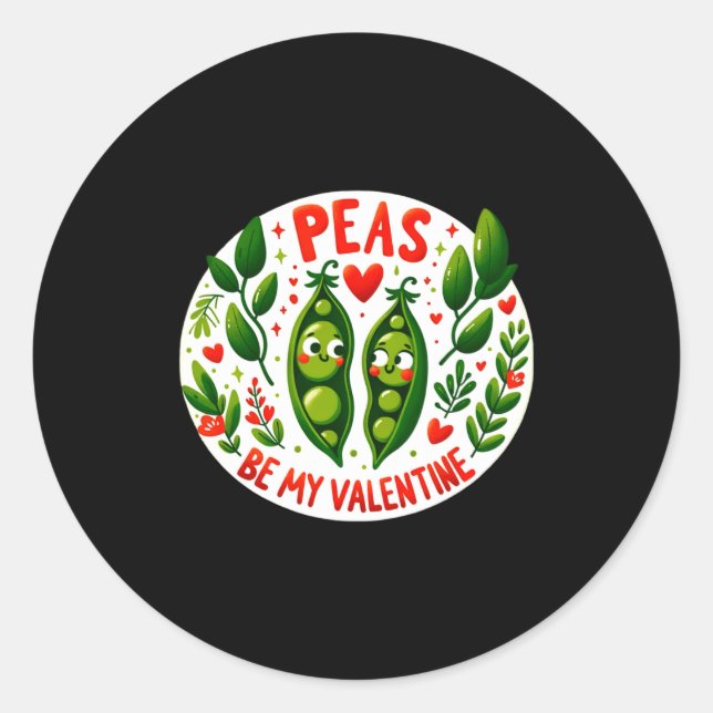 Sticker Rond Peas Be My Valentine Valentines Joy  (Devant)