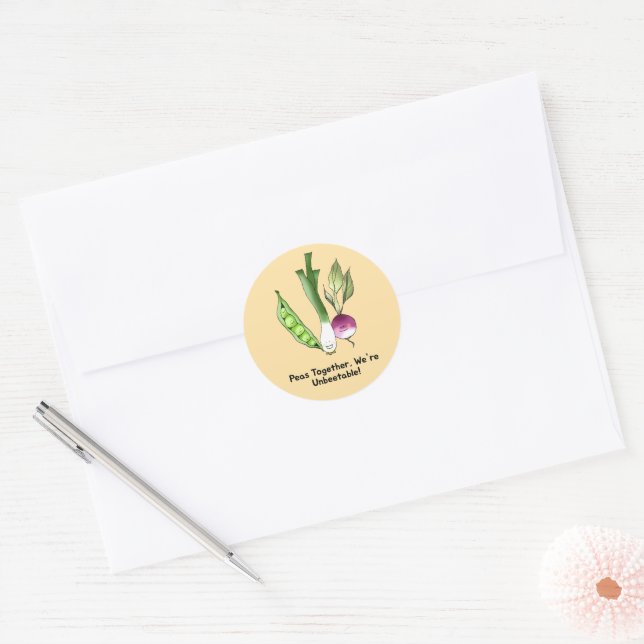 Sticker Rond Peas et Veggie meilleur amis Pun (Enveloppe)
