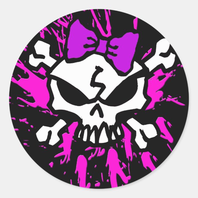 STICKER ROND PEAU DE FILLE À LA FILLE AVEC DES ÉCLATS (Devant)