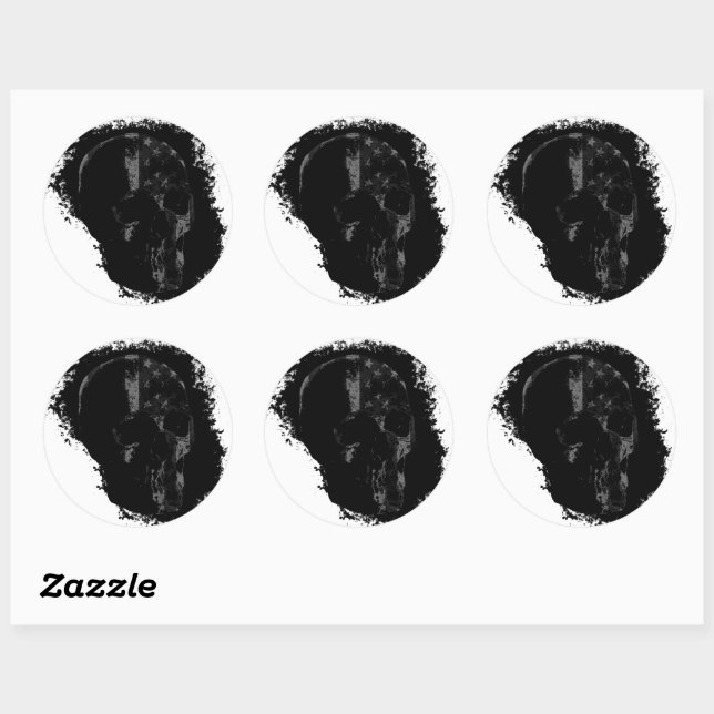 Sticker Rond PEAU DE PATRIOT gris noir (Feuille)