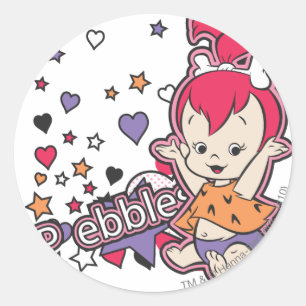 Sticker Rond PEBBLES™ Coeur pourpre