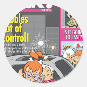 Sticker Rond PEBBLES™ et Bam Bam hors contrôle
