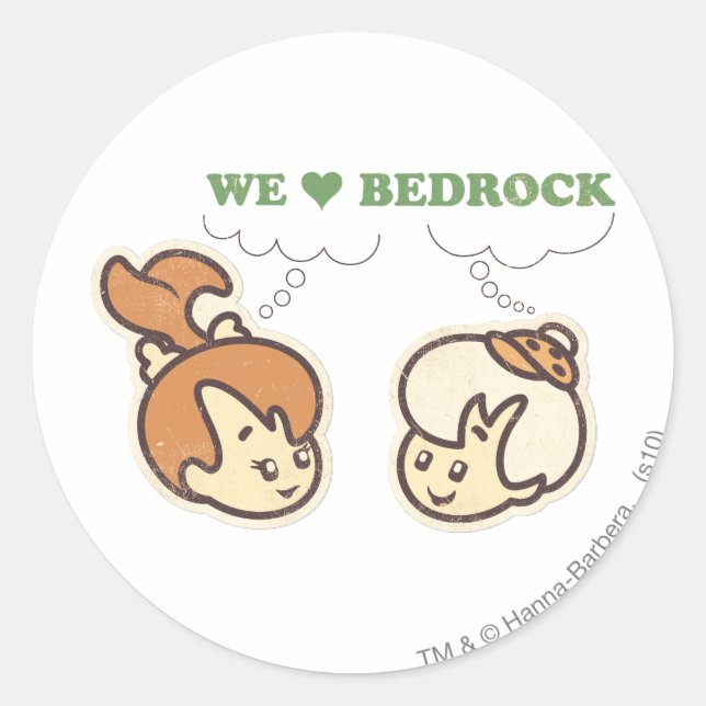 Sticker Rond PEBBLES™ et Bam Bam Love Bedrock (Devant)