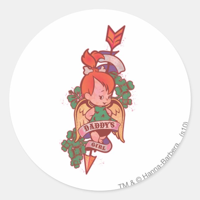 Sticker Rond PEBBLES™ Fille de papa (Devant)