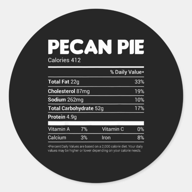 Sticker Rond Pecan E Nutrition Facts Tee Family Matching Christ (Devant)