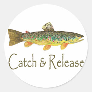 Sticker Rond Pêche à la capture et au rejet