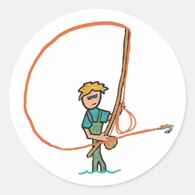 Sticker Rond Pêche à la mouche (Devant)