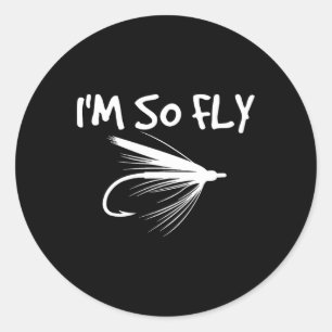 Sticker Rond Pêche à la mouche Cadeau drôle de pêcheur - Je sui