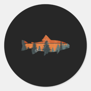 Sticker Rond Pêche à la mouche Truite Nature Extérieur Cadeau p