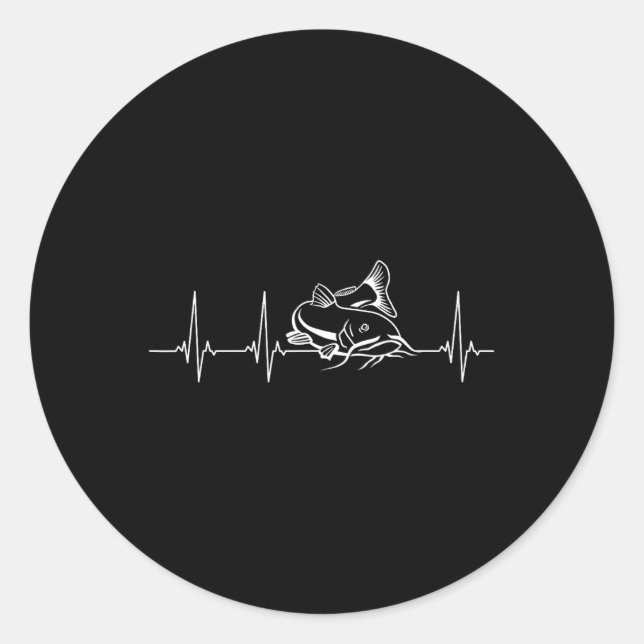 Sticker Rond Pêche à la silure Battement de coeur  (Devant)