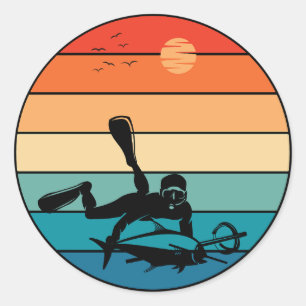 Sticker Rond Pêche à la traîne Pêche sous-marine