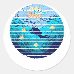 Sticker Rond Pêche à la truite de lac, marquant des monstres