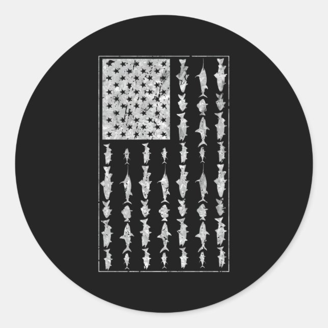 Sticker Rond Pêche à l'eau salée Drapeau américain Salines Pois (Devant)