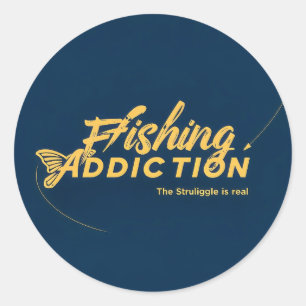 Sticker Rond Pêche Addiction : Embrassez la lutte!