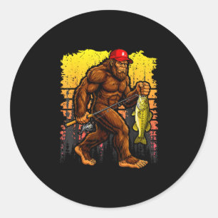Sticker Rond Pêche au bass grand pied dans un chapeau de camion