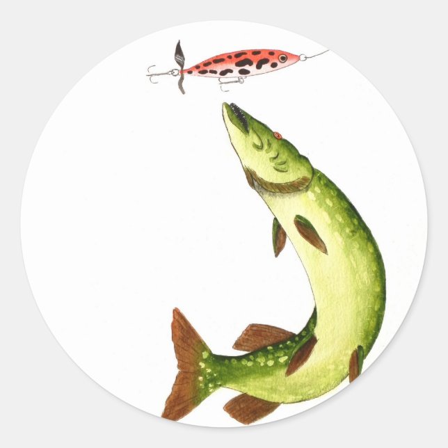 Sticker Rond Pêche au brochet (Devant)