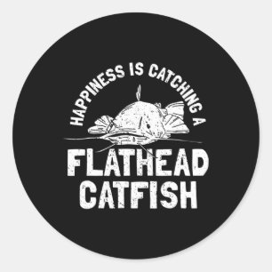 Sticker Rond Pêche au poisson-chat à tête plate - Poisson-chat
